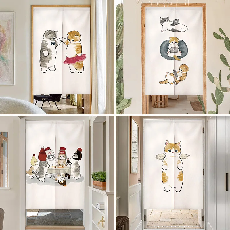 Noren Curtain Doorway - Забавная японская дверная занавеска-норен с котиками,